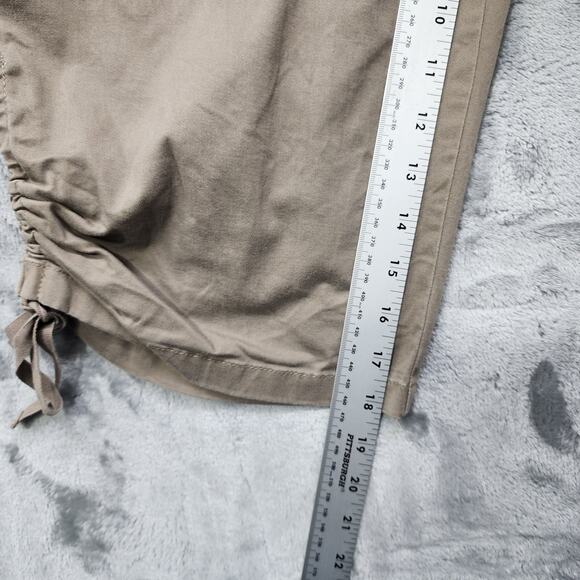 Gloria Vanderbilt Pants Womens 12 Tan Tyra Capri Ruched Hem Embroidered Studded - Picture 14 of 16